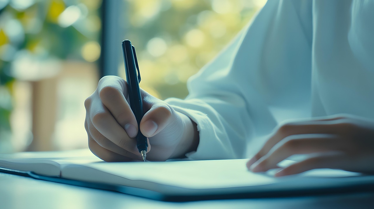 ai generated, student, writing, learning, education, notebook, pen, handwriting, knowledge, classroom, homework, practice, educational scene, learning environment